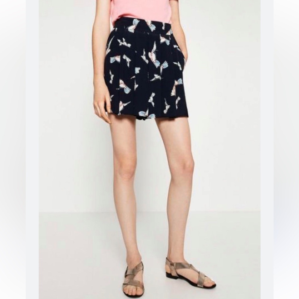 Zara Basic Navy Floral Skirt